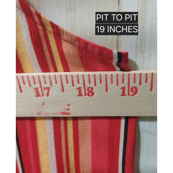 Robbie Bee Red/Yellow Striped Silk Sleeveless Tank Top Med~Lightweight - Picture 4 of 7